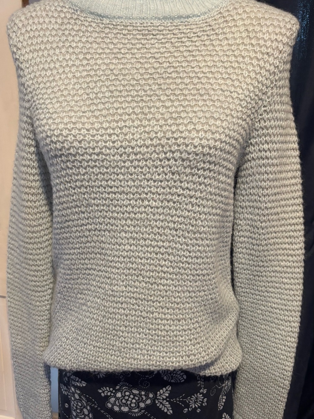 LOFT Textured Crewneck Sweater in Light Blue